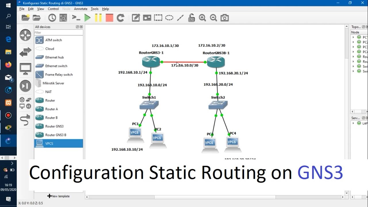 Configuration Static Routing on GNS3