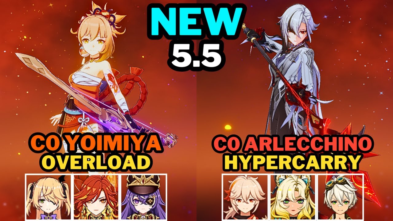[NEW Spiral Abyss 5.5] C0 Yoimiya C0 Mavuika Overload & C0 Arlecchino Hypercarry | Genshin Impact