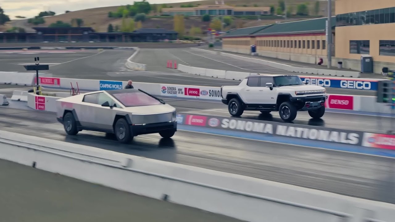 Tesla Cybertruck против Porsche 911 против Rivian R1T против GMC Hummer EV