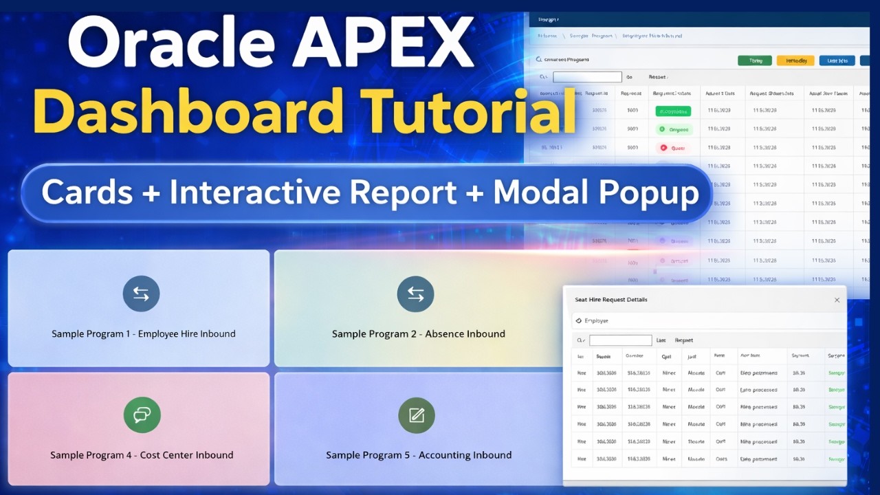 Oracle APEX Dashboard Tutorial | Cards, Interactive Report & Modal Popup (Real Project)