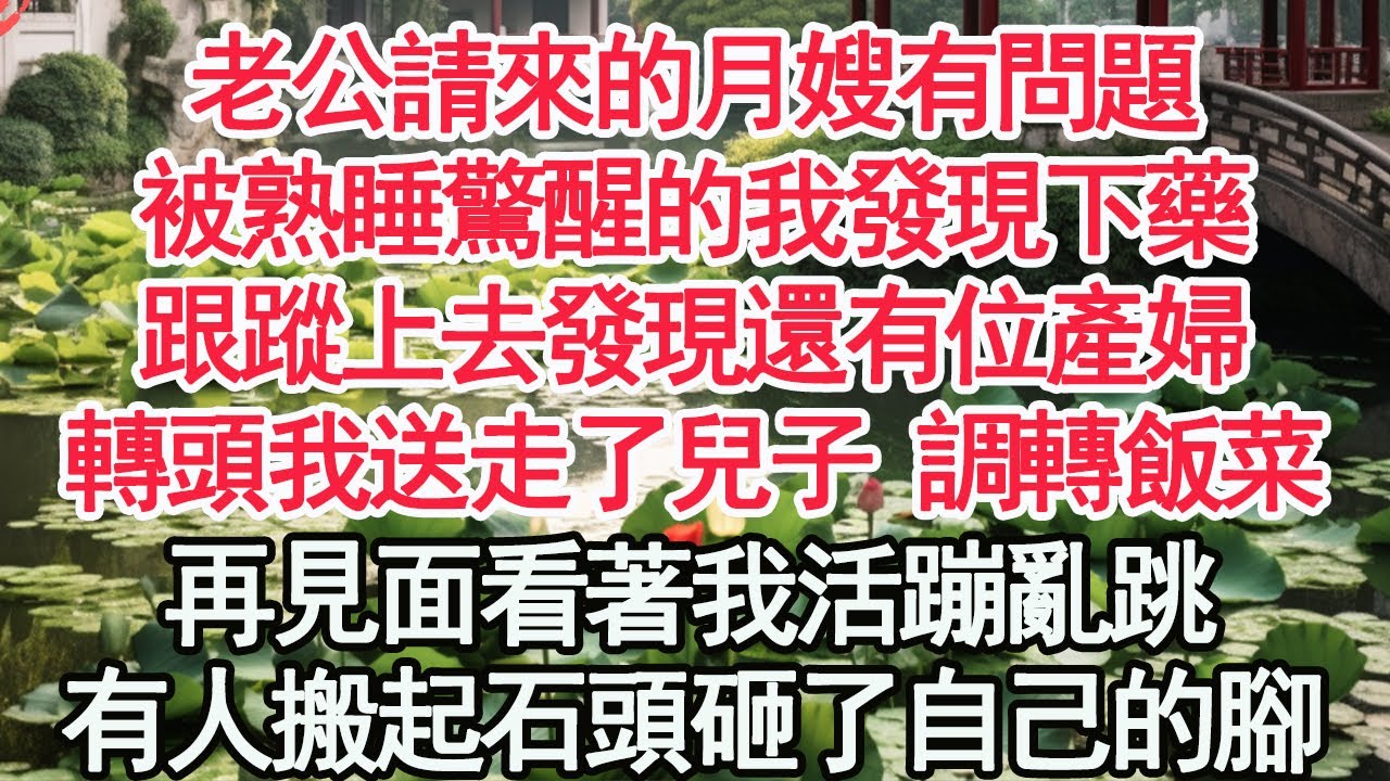 老公請來的月嫂有問題，被熟睡驚醒的我發現下藥，跟蹤上去發現還有位產婦，轉頭我送走了兒子 調轉飯菜，再見面看著我活蹦亂跳，有人搬起石頭砸了自己的腳【顧亞男】【高光女主】【爽文】【情感】