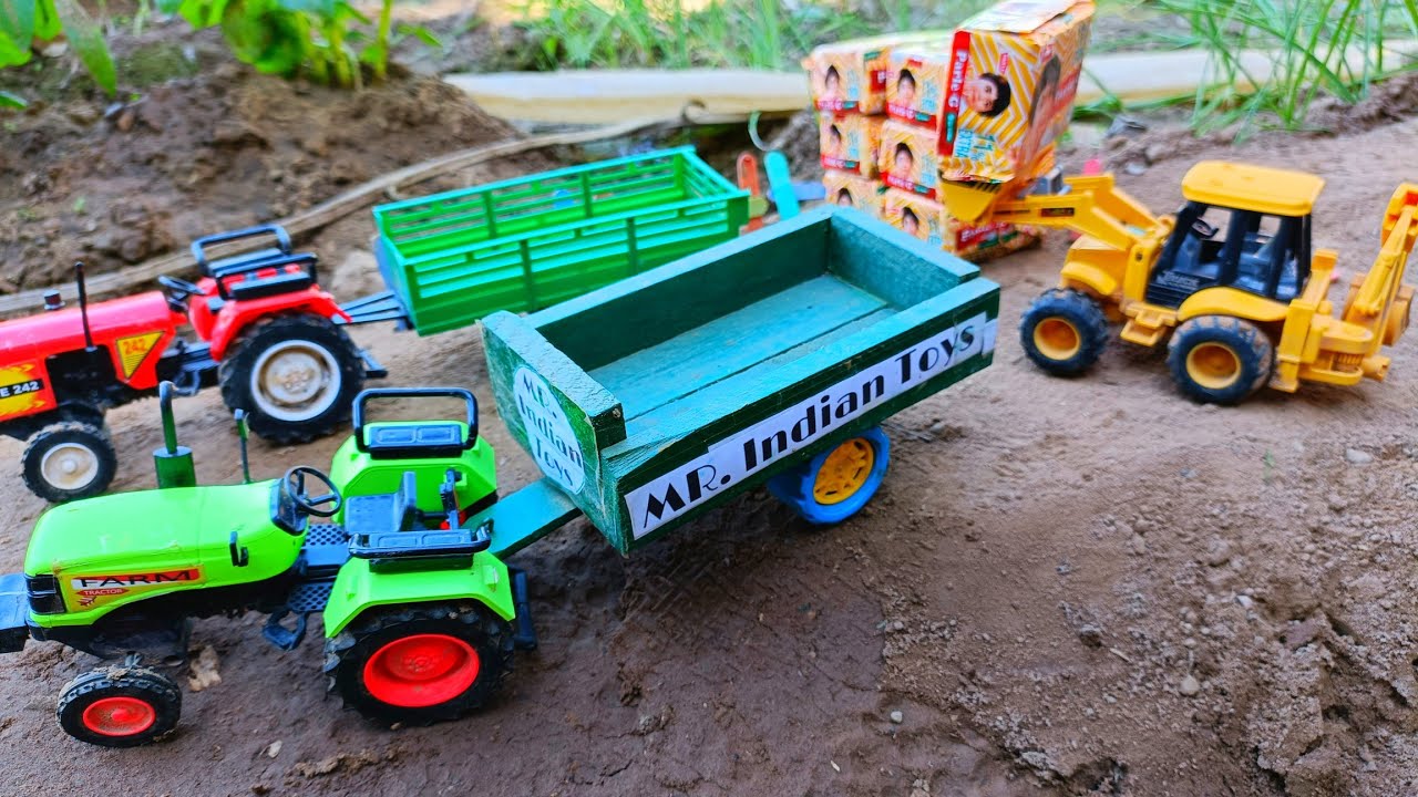Eicher Tractor | Indo Farm Tractor PARLE-G Heavy Loading By JCB | PARLE-G Loading @MrIndianToys