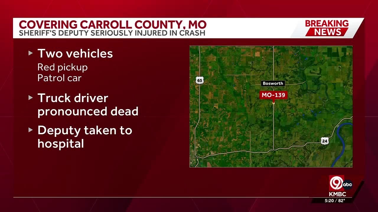 Missouri Highway Patrol: 1 dead, deputy hurt in crash involving patrol vehicle in Carroll County