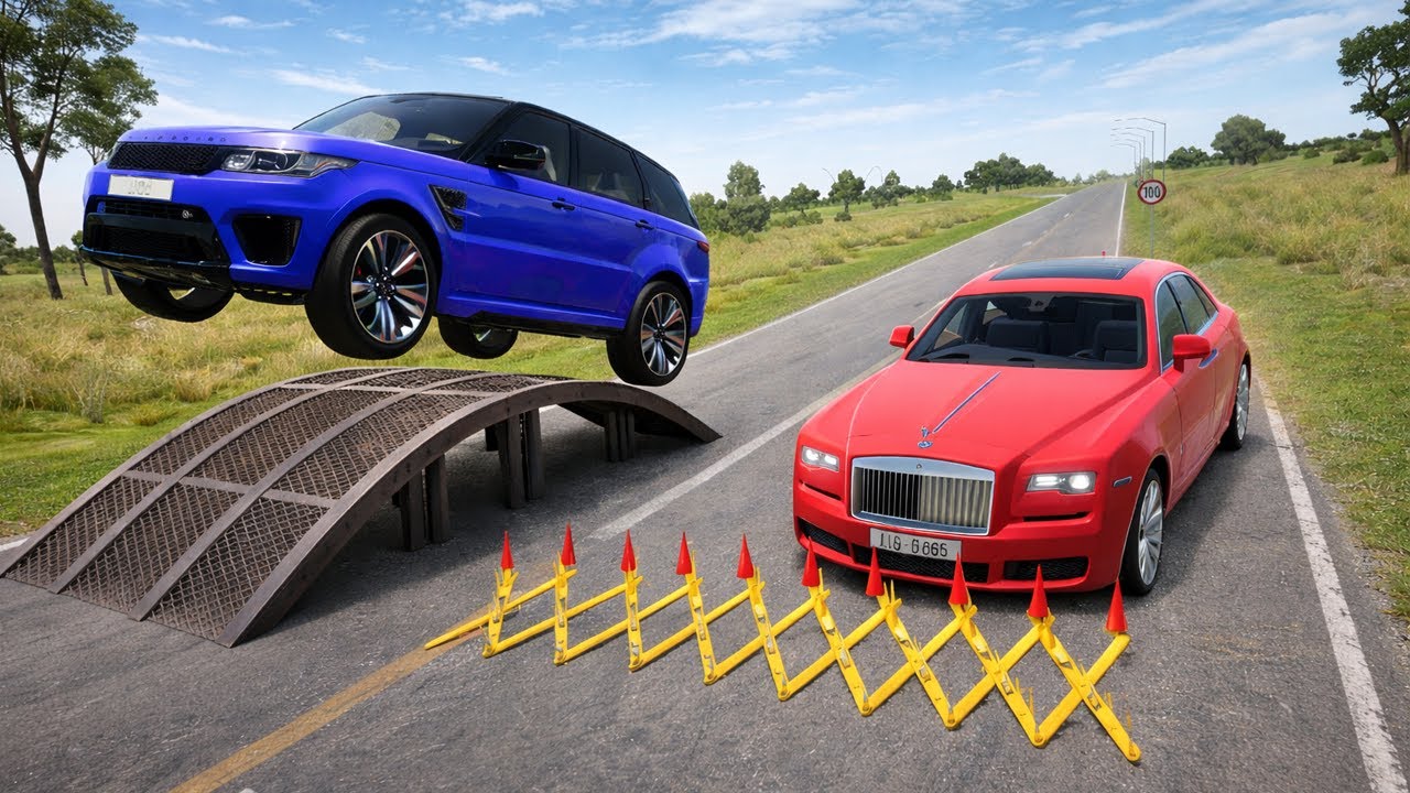 Cars vs Upside Down Speed Bump Challenge  in BeamNG Drive