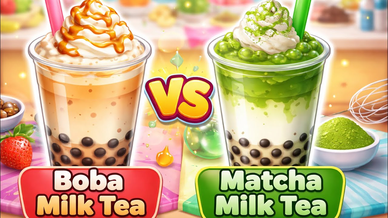 Boba Milk Tea 🧋 & Matcha Milk Tea 🍵 | Satisfying Drink Making Gameplay