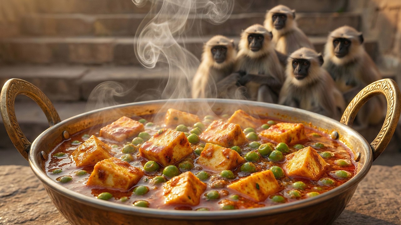 Traditional Matar Paneer Recipe | Authentic Monkey Village Cooking in the Wild