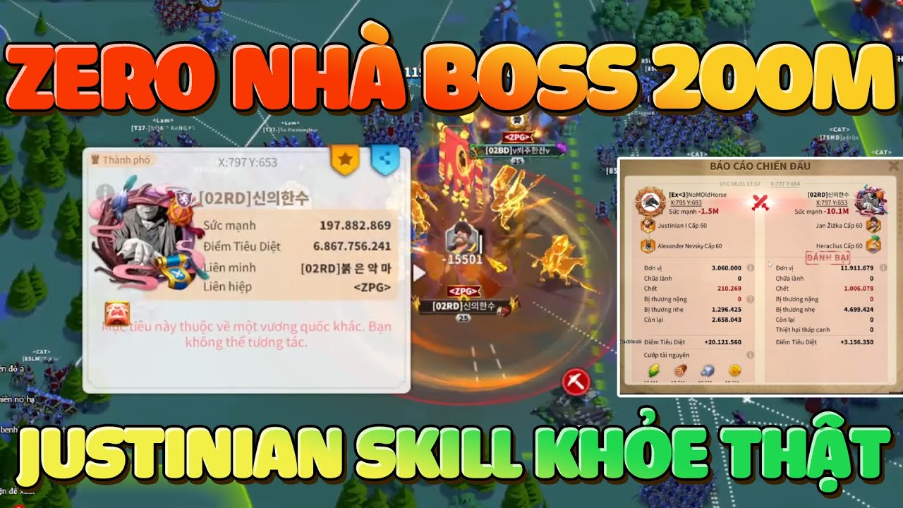 Rally Zero Boss 200M Pow Justinian/Nevsky Skill Cực Đau Rise of Kingdoms - Boss Cũng Kh&ocirc;ng Chịu Đc