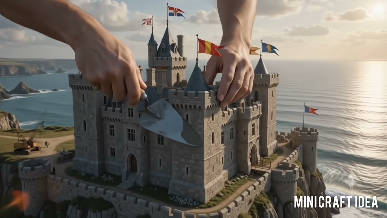 Miniature DIY Stone Castle Timelapse | Medieval Fortress Built on an Ocean Cliff (8K)