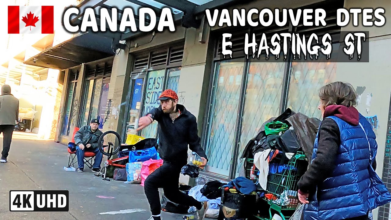 🇨🇦 【4K】 East Hastings St. Downtown Vancouver BC, Canada. Street Walk. Go Pro Hero 10.