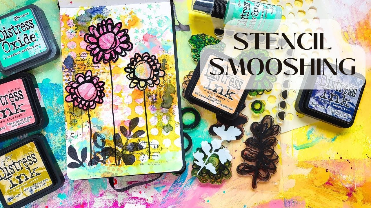 I LOVE this technique for a gorgeous Art Journal Background - Distress Inks & Stencil Smooshing