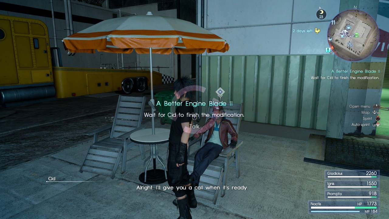Final Fantasy XV - A Better Engine Blade ll: Hand Over Glass Gemstone to Cid Sequence (Must Wait)