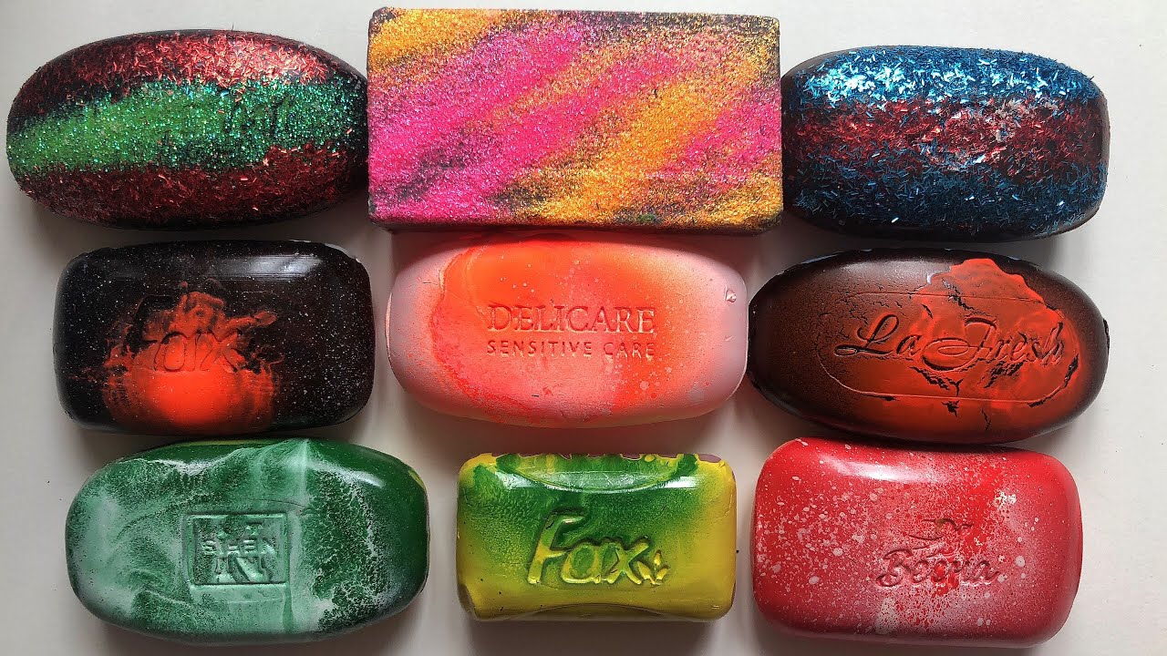 ASMR soft soap, glitter soap, colored soft soap/ АСМР режу мягкое мыло