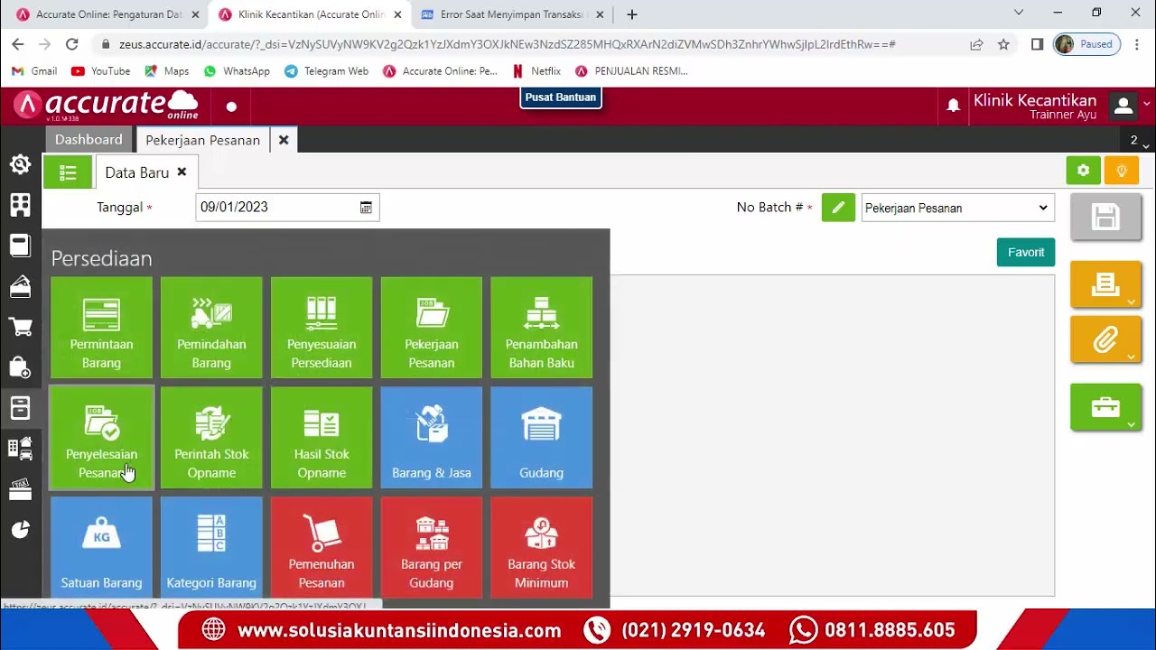 pekerjaan dan penyelesaian pesanan dalam accurate online