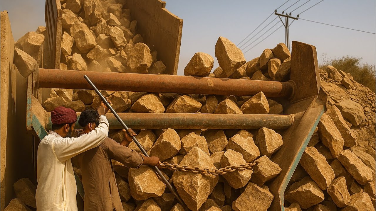 GIANT How to STONE 🪨 CRUSHER works? 💪 How to CRUSH ROCKS? ⚒️ Jaw Rock Crusher.