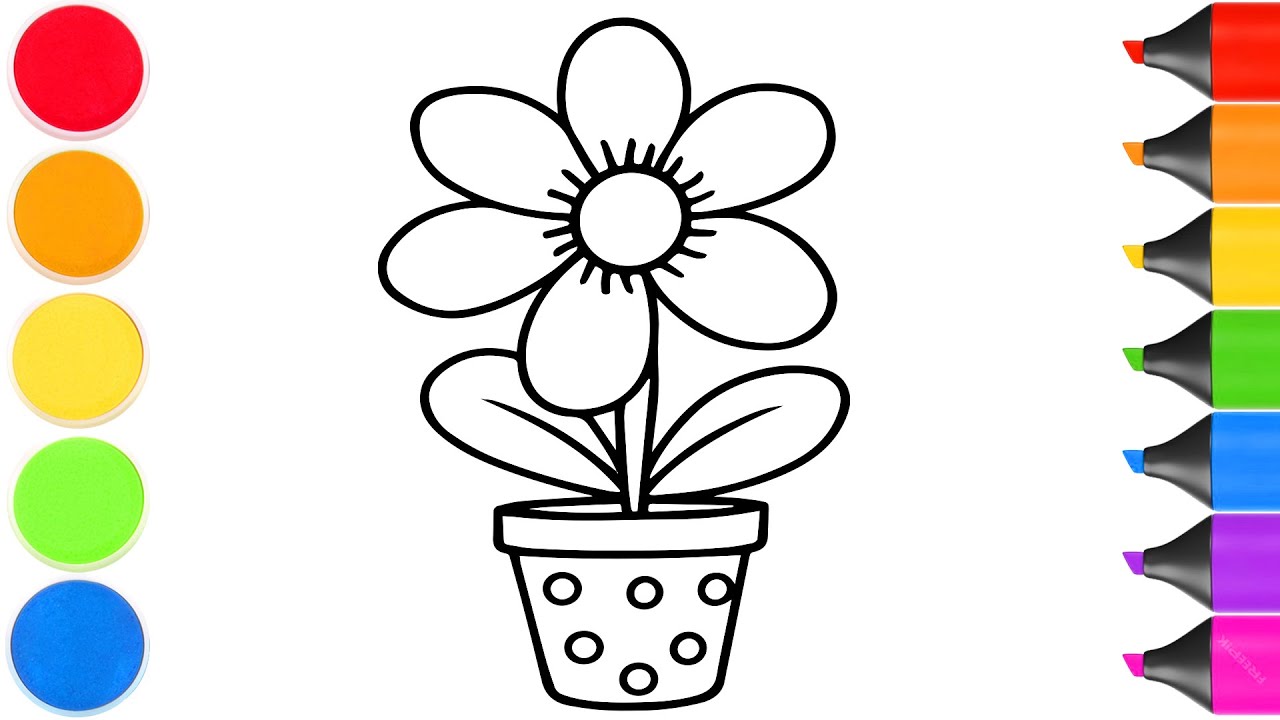 How to Draw a cute Flower Pot | Easy Step by Step Tutorial
