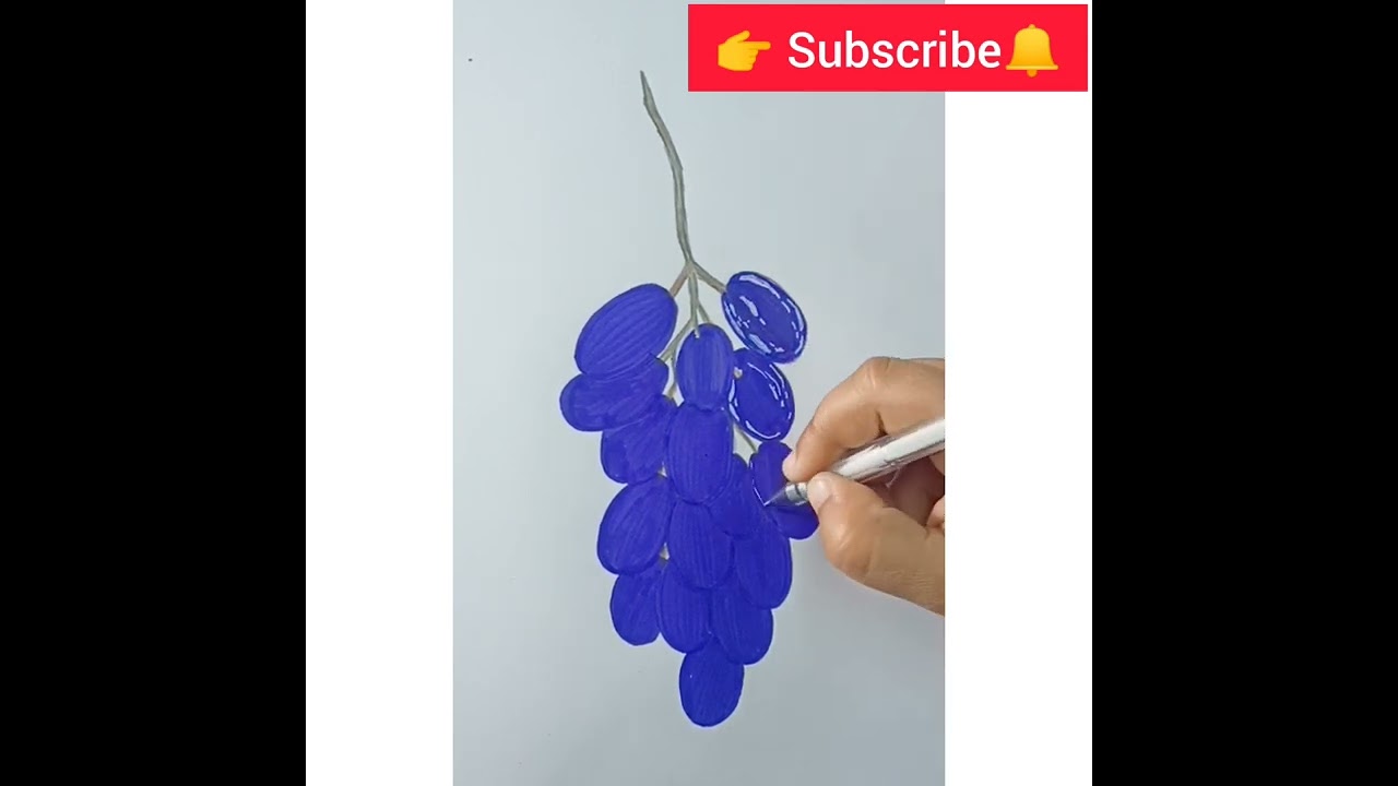 Drawing with Brush pen/realistic grapes drawing#shorts #youtubeshorts #easydrawingforkids