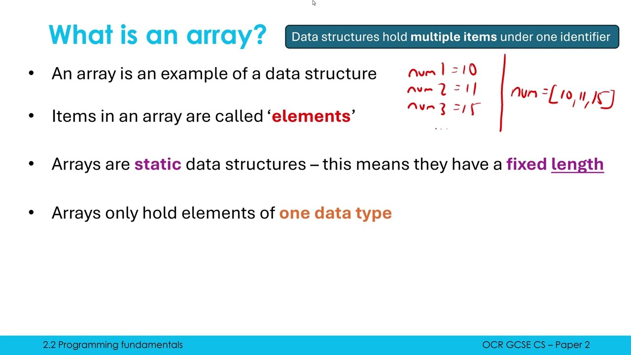 Declaring and Indexing Arrays