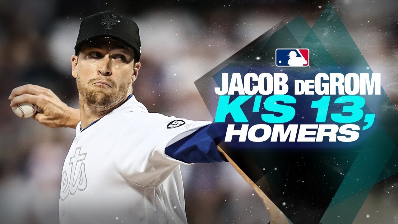 Mets’ Jacob deGrom K's 13, homers against Braves