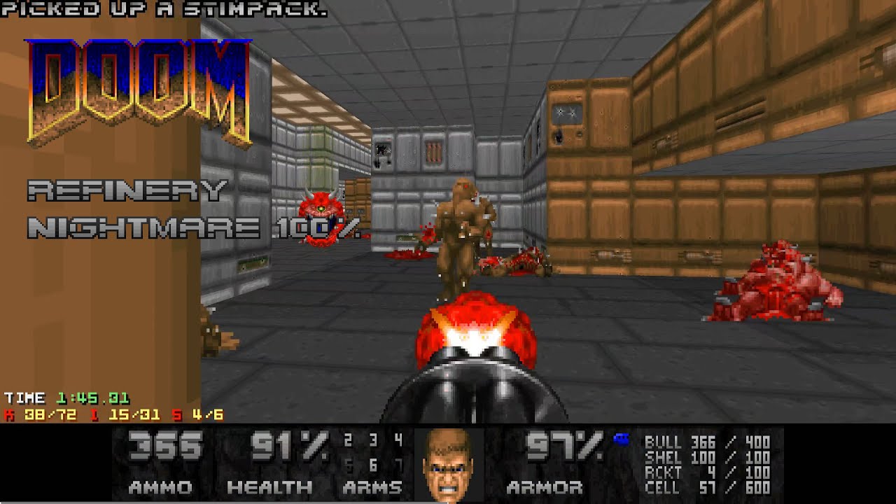 [PC] Doom - E2M3: Refinery -- Nightmare 100%