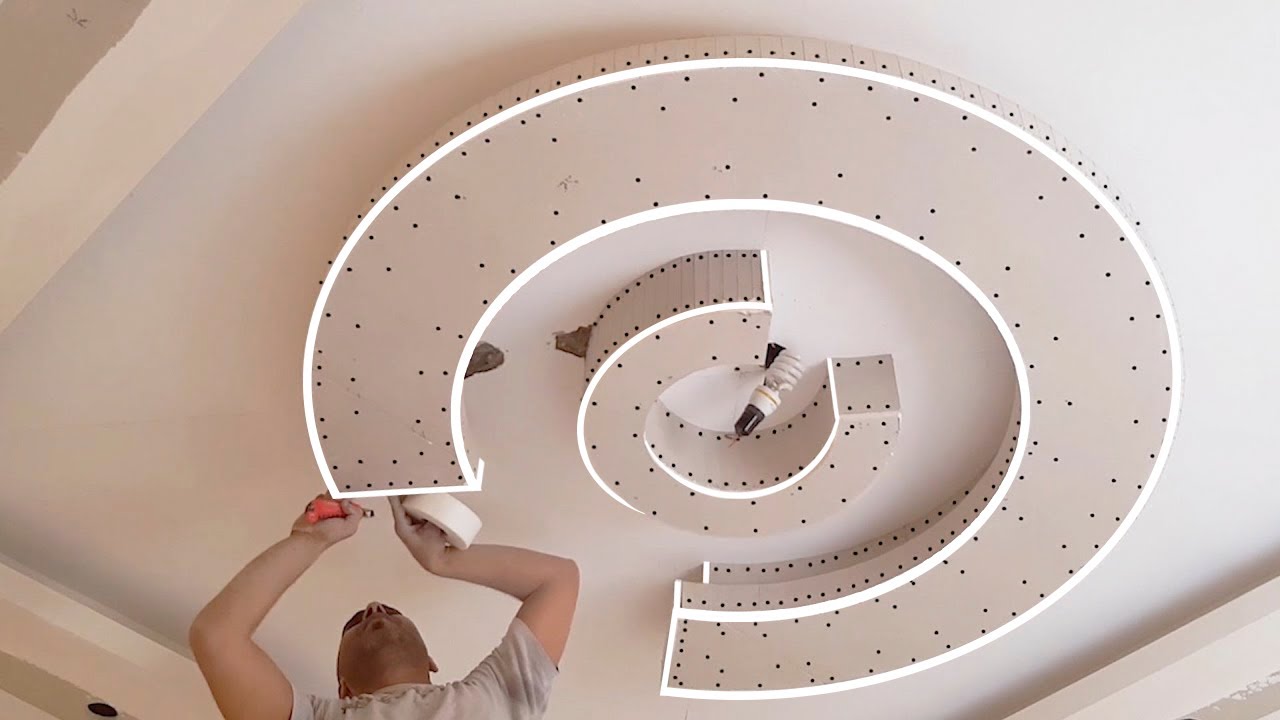 Гипсокартон потолочный Дизайн с 3/4 кружками