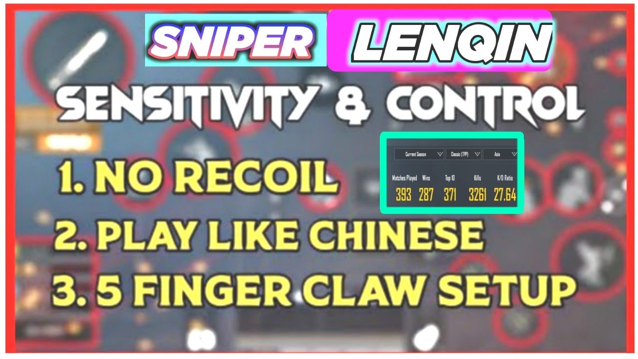Lenqin Sensitivity And Layout | 5 Finger Claw Gyro Pubg mobile
