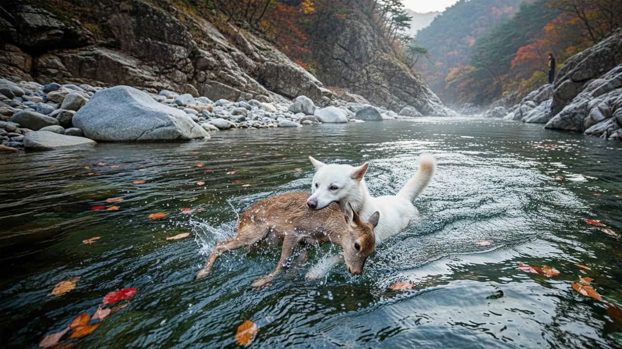 산속 계곡에서 익사 직전의 사슴을 구조한 진돗개... 야생동물 구조 센터장님이 그 사슴과 개가 보인 유대감을 1년간 추적 관찰했습니다