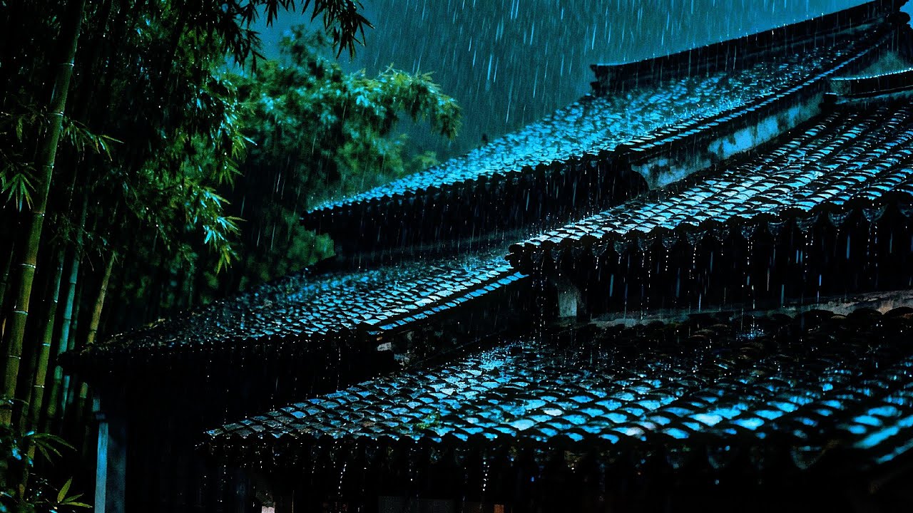 Calm Night Rain on the Rooftop • No Thunder & No Music⛈️ Heavy Rain Sounds For Sleeping ⛈️