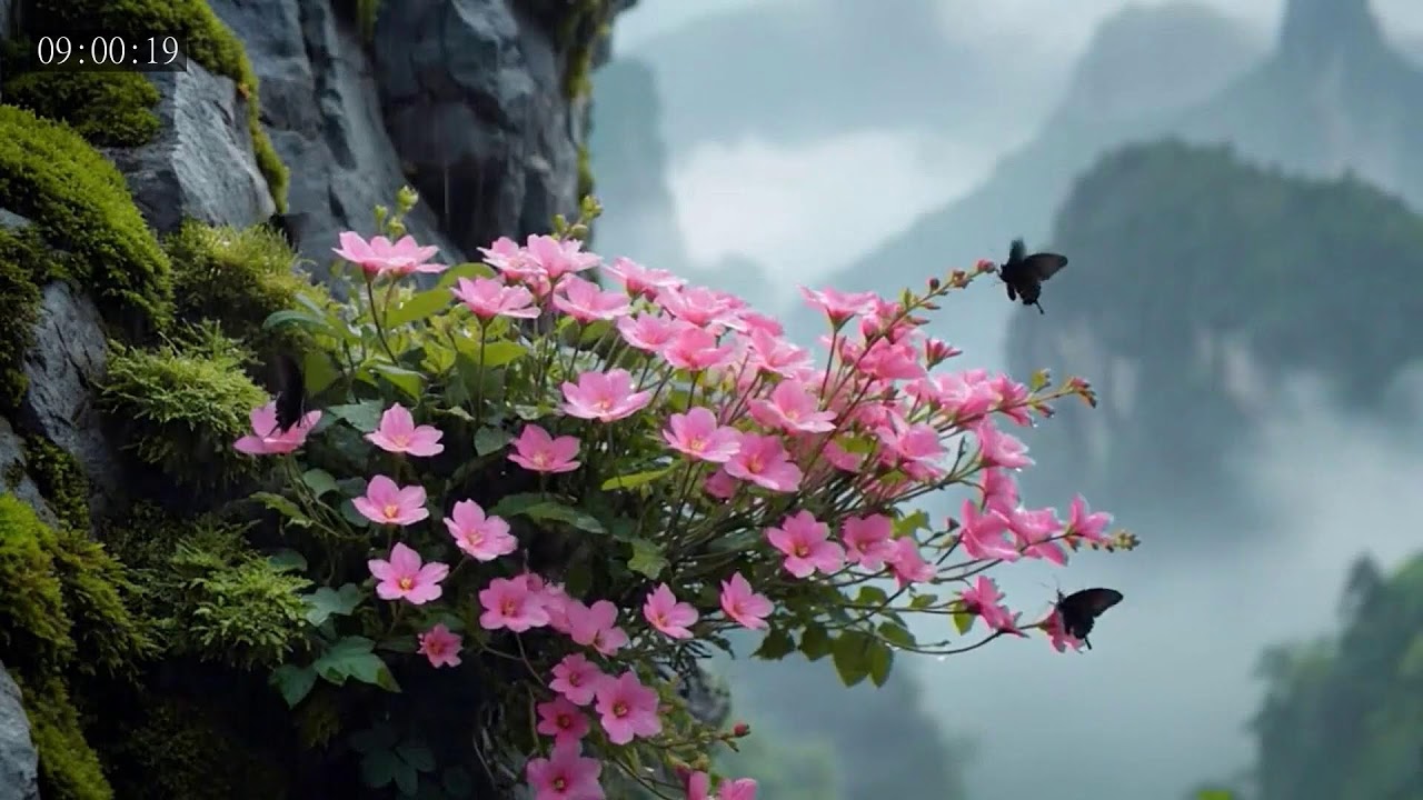 Peaceful Butterfly and Flower Landscape for Meditation and Emotional Peace