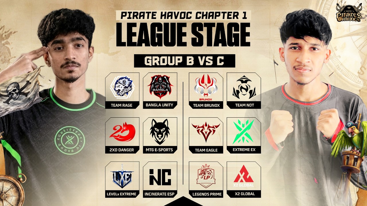 [🔴LIVE] LEAGUE STAGE GROUP B VS C | PIRATES HAVOC CHAPTER 1 | FLAREFOX ORGANISATION