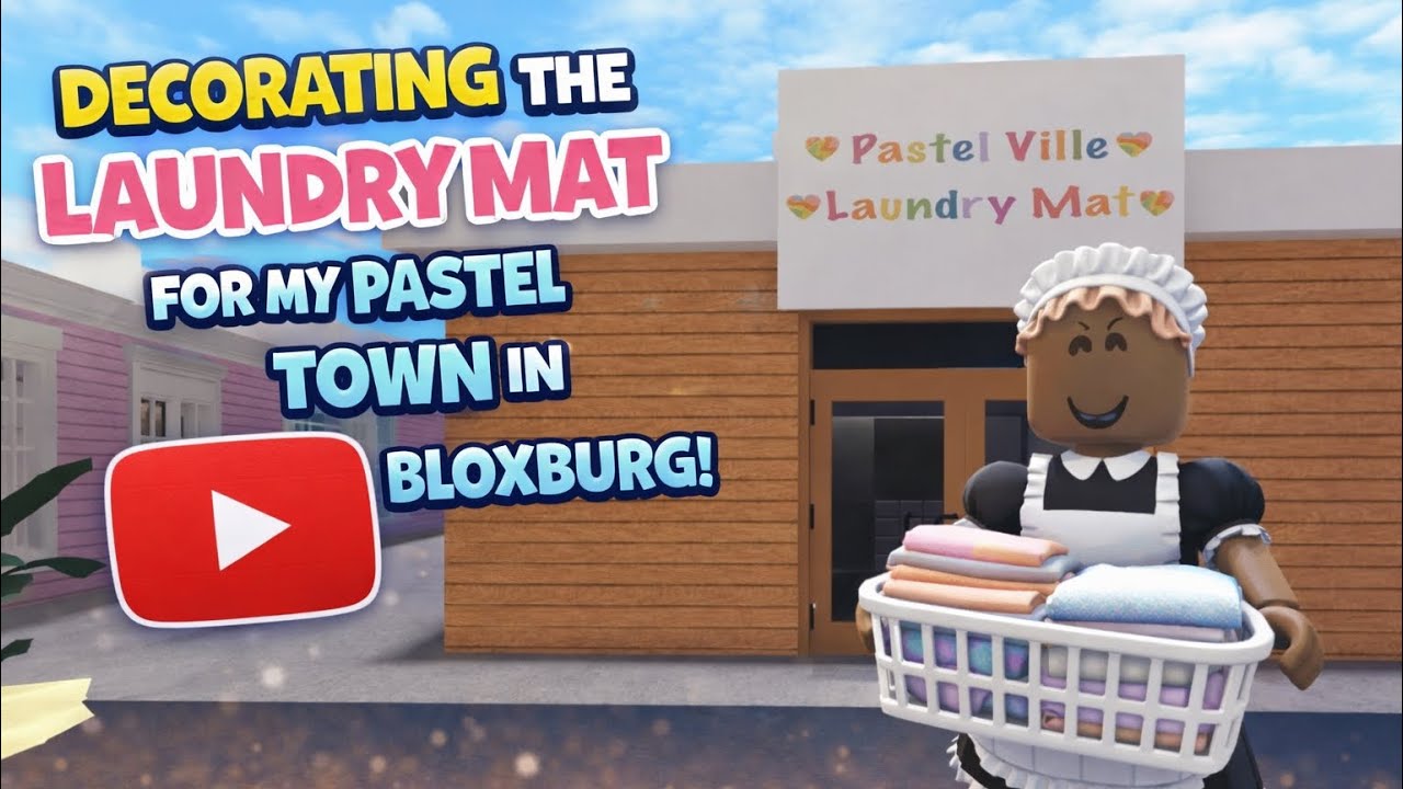 DECORATING the LAUNDRY MAT in my BLOXBURG pastel TOWN!