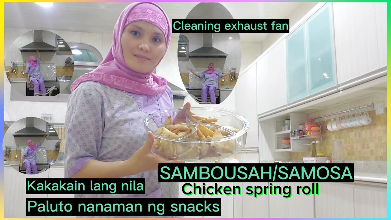 Frying Sambousah and Chicken spring roll for snacks + Cleaning exhaust fan/Precious M Vlog