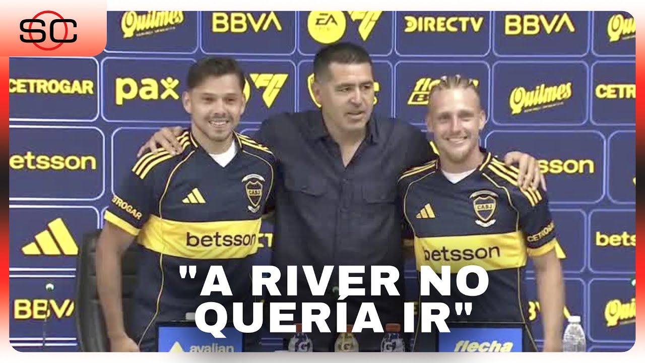 Juan Román Riquelme presentó a los nuevos refuerzos de Boca: Santiago Ascacíbar y Ángel Romero