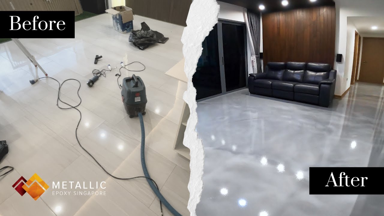 Metallic Epoxy Flooring at Jurong Lake Condo (Natural Grey)