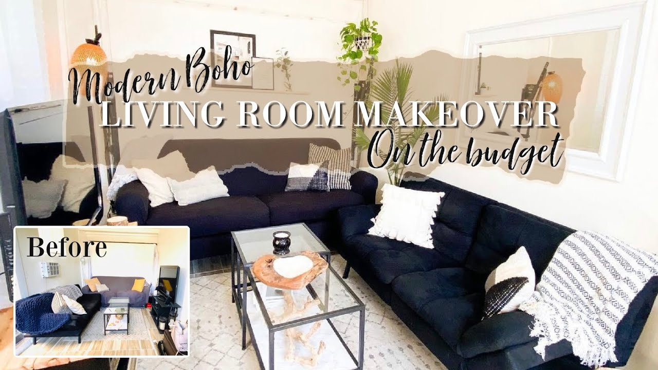 MODERN BOHO EXTREME LIVING ROOM MAKEOVER ON A BUDGET