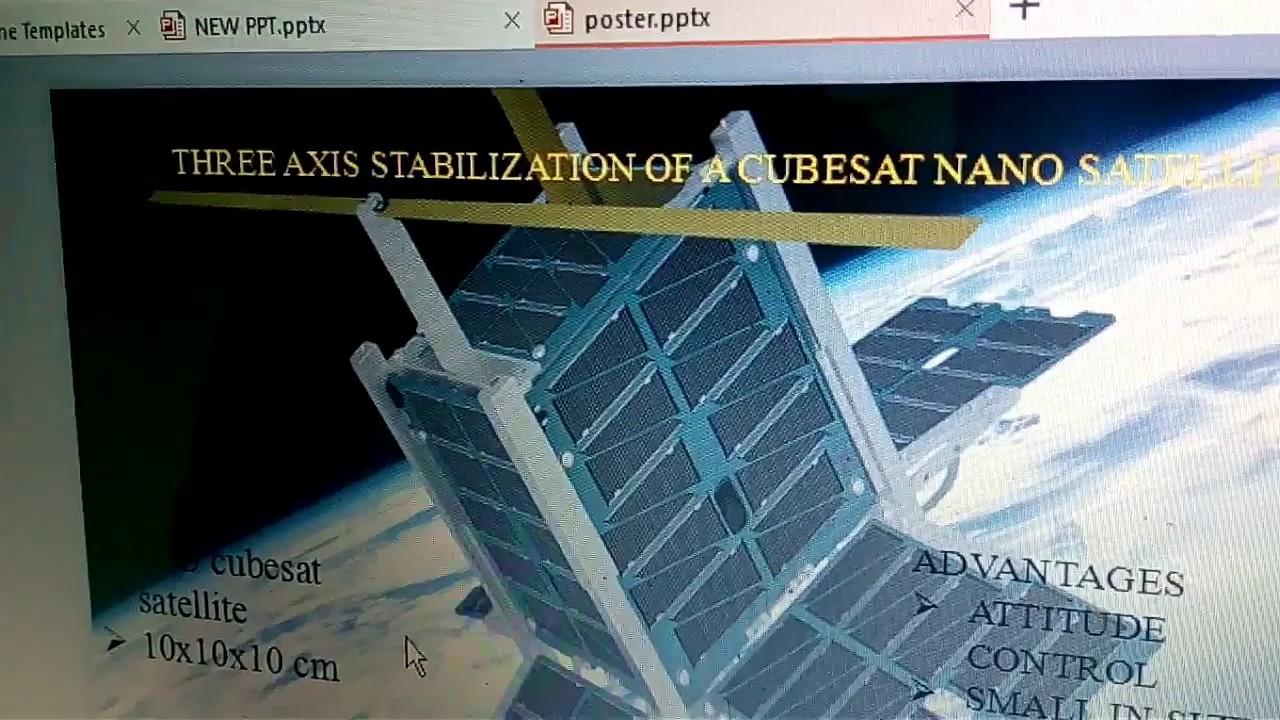 Three axis stabilisation of a cubesat