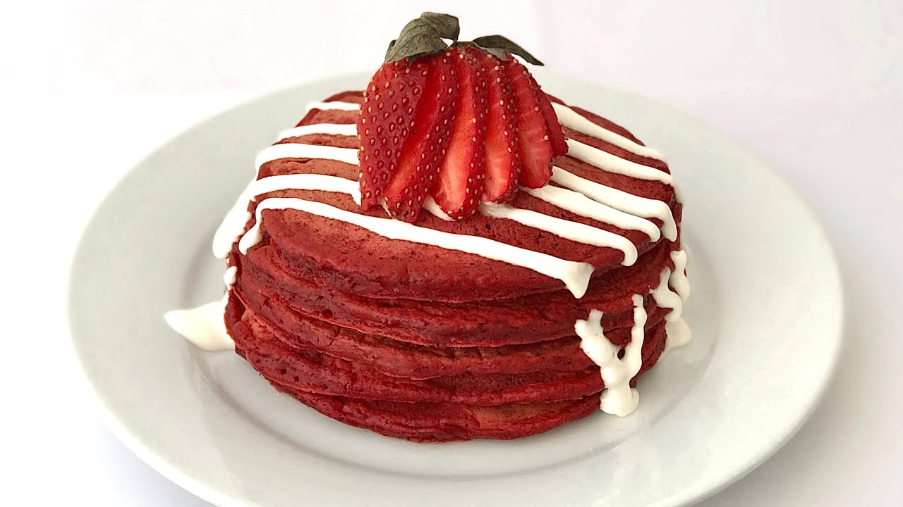 Red Velvet Pancakes with Cream Cheese Drizzle Recipe