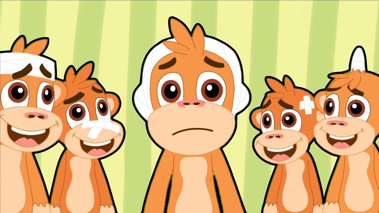 Пять маленьких обезьянок прыгают на кровати | 5 Little Monkey - Baby Bus | Baby Shark DoDo #babys...