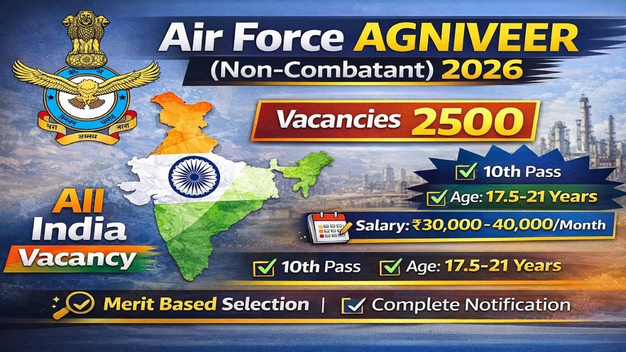 IAF Agniveer Non Combatant Bharti 2026 | 10th Pass | No Fee | Full Notification