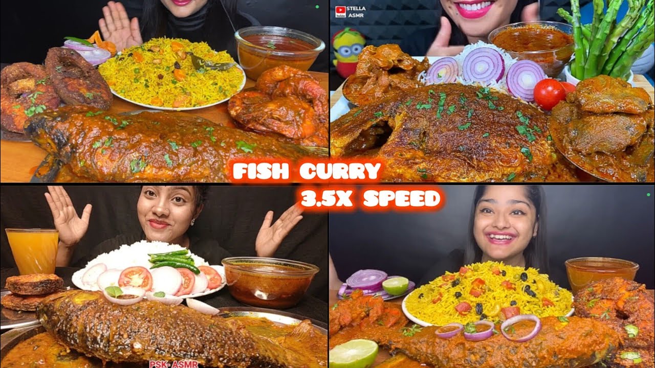 ASMR: Eating Spicy Fish curry eating challenge 😋😍 fish curry eating with fried rice Mukbang