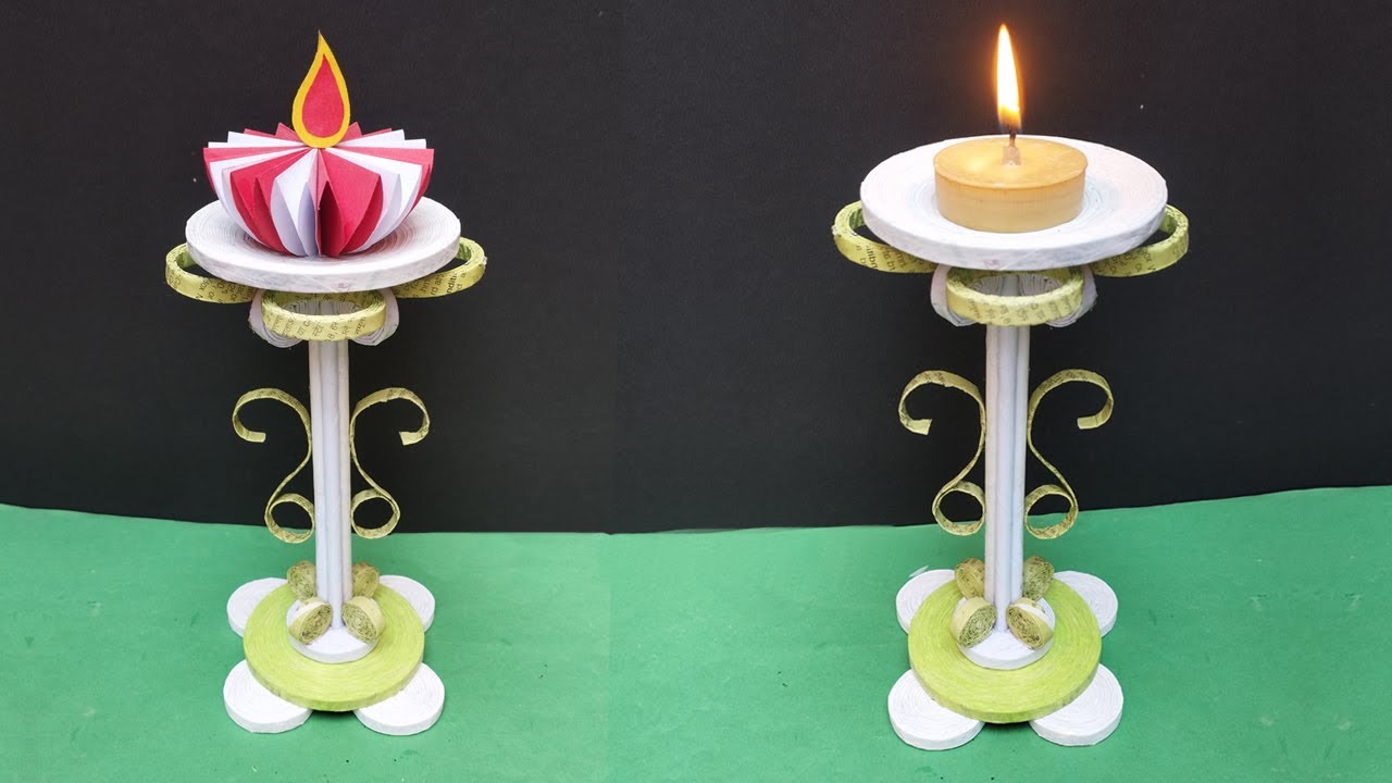 How To Make Candle Stand At Home | Newspaper Candle Holder | DIY Candle Stand