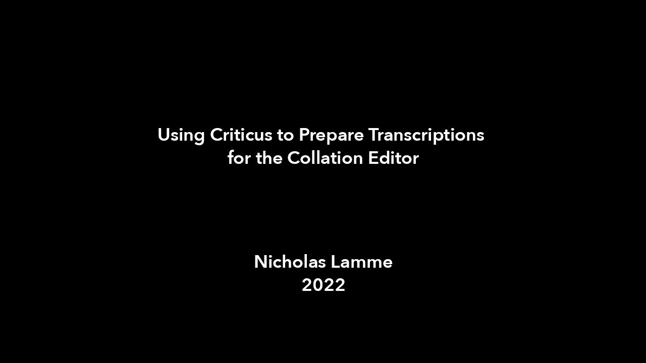 Preparing Transcriptions for the Collation Editor