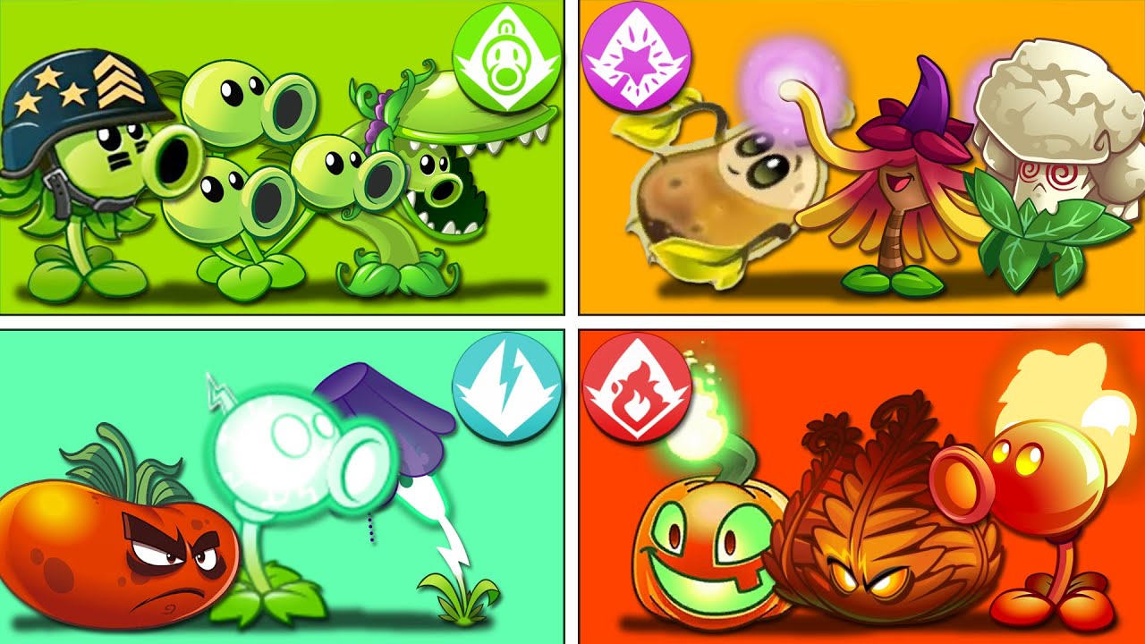 Team Pea Vs Magic Vs Electric Vs Fire - Who Will Win? - Plants Vs Zombies 2