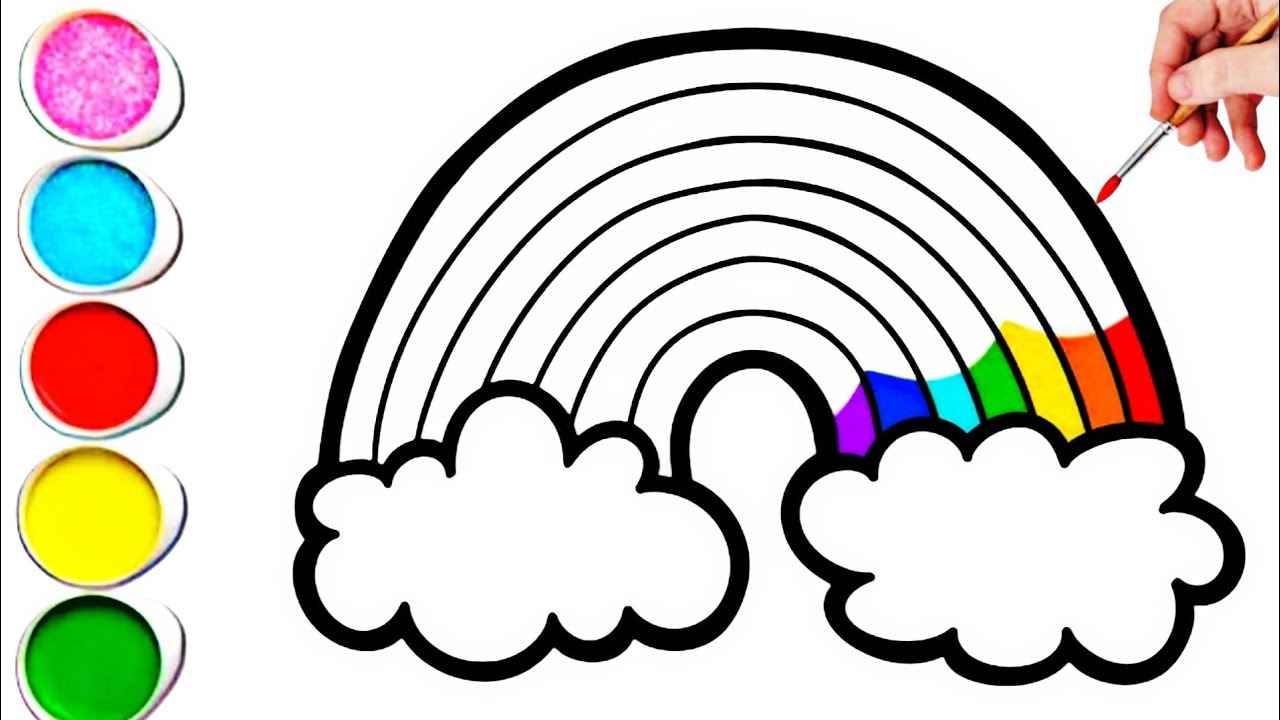 Cute Rainbow Cloud Drawing, Painting & Coloring For Kids and Toddlers_ Kids Art 