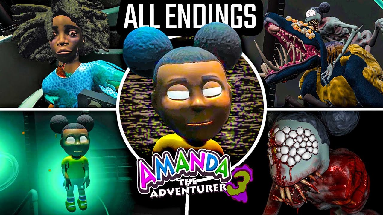 ALL 4 ENDINGS in AMANDA 3 (True, Bad & Monster) - Amanda the Adventurer 3 [Full Game] Showcase