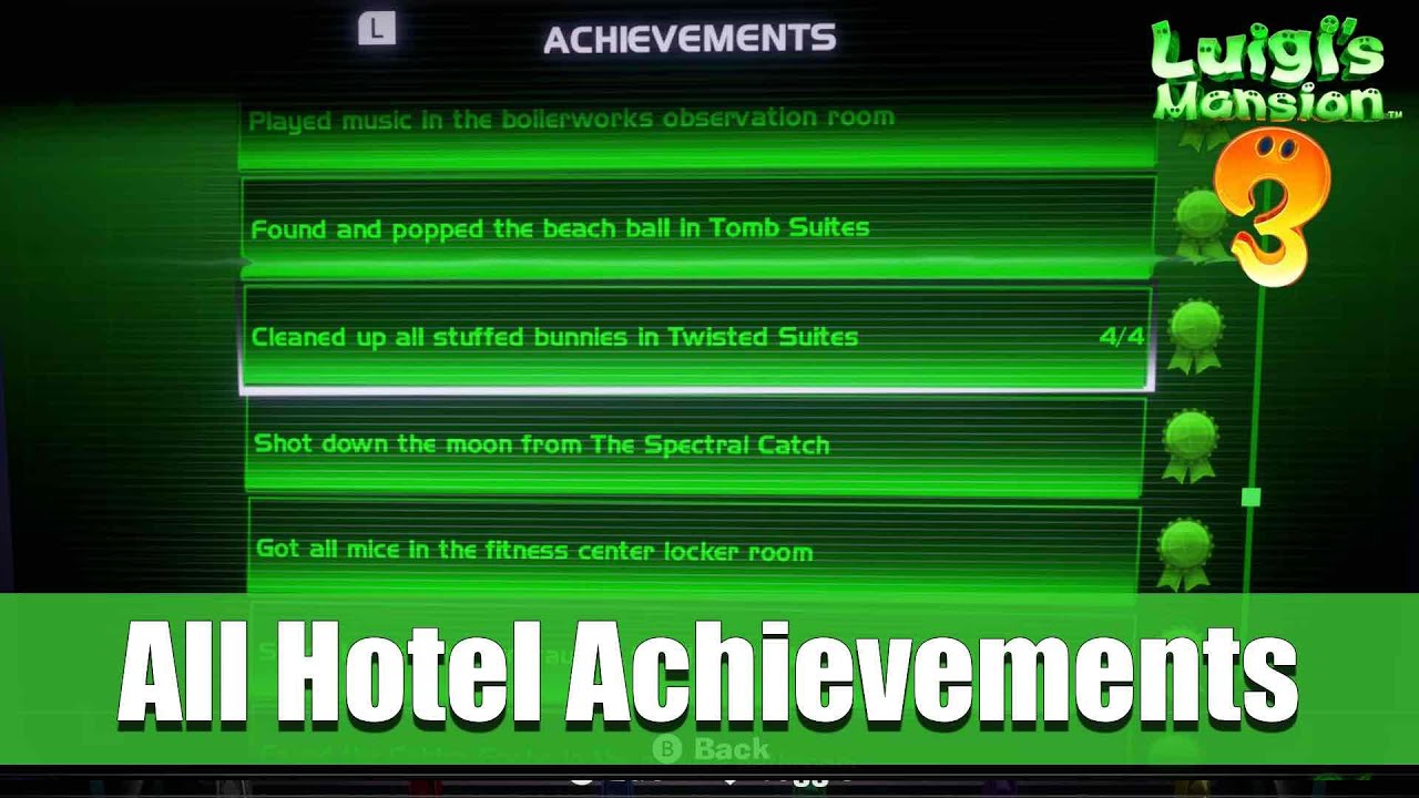 Luigi's Mansion - All Hotel Achievements
