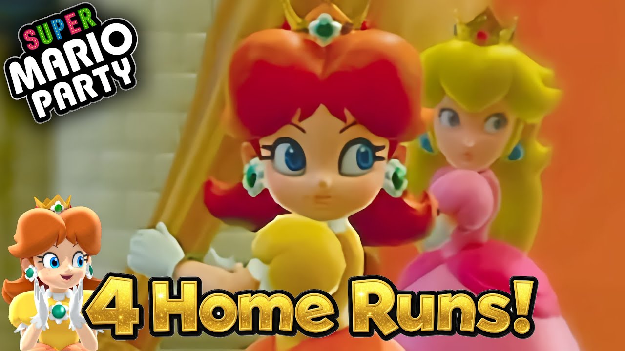 Super Mario Party Mini League Baseball Daisy and Peach vs Bowser and Bowser Jr