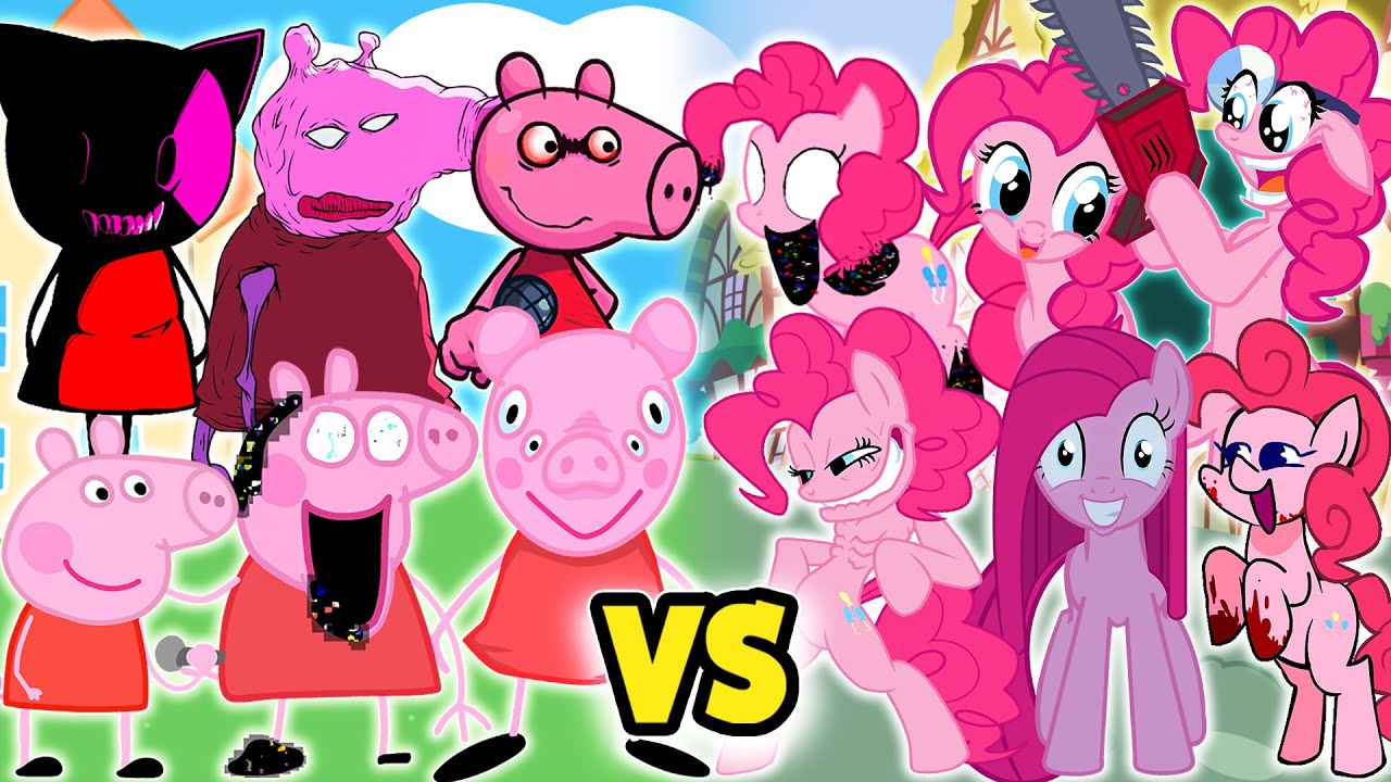 Peppa Pig VS Pinkie Pie ALL PHASES | Friday Night Funkin' - Pink Fnf Characters