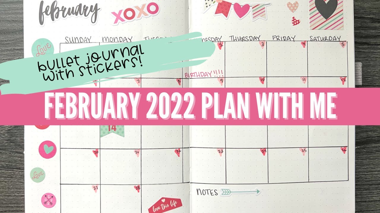February Plan with Me ❤️ Minimalist Bullet Journal with Stickers