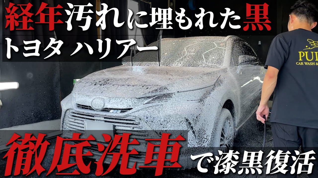 【漆黒復活】蓄積汚れでツヤ消滅トヨタハリアー 徹底洗車で黒光り car detailing Toyota Harrier