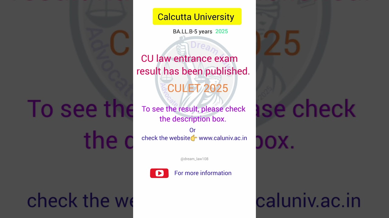 CULET result 2025🥳 | Calcutta University law entrance exam result | CU Law entrance result | #law ##